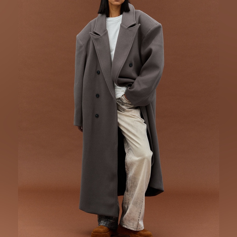 Source Unknown Wallis Grandpa Oversized Coat, Beige